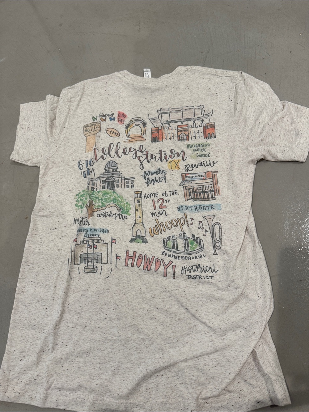 Bella Canvas Cream Heather Kids Graphic Tee with Multicolor Print